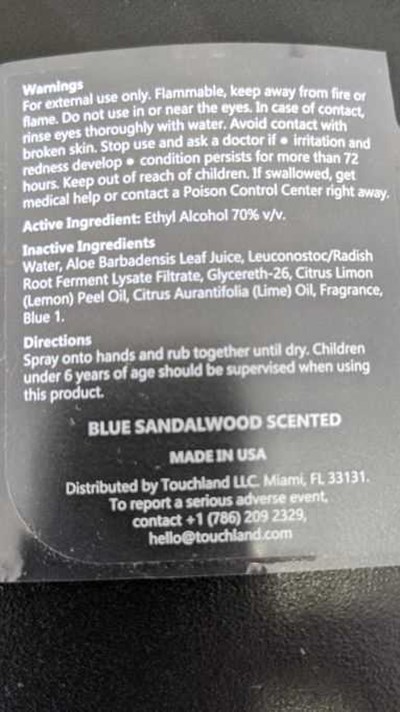 Back (Blue Sandalwood Back Label New)